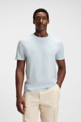 Slim-fit T-shirt in mercerised cotton, Light Blue