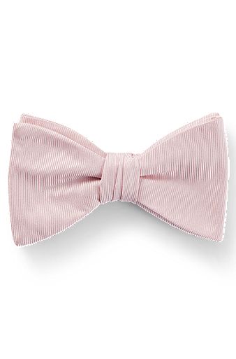 Micro-pattern bow tie in silk jacquard, light pink