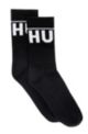 Paquete de dos pares de calcetines cortos con logo en contraste, Negro