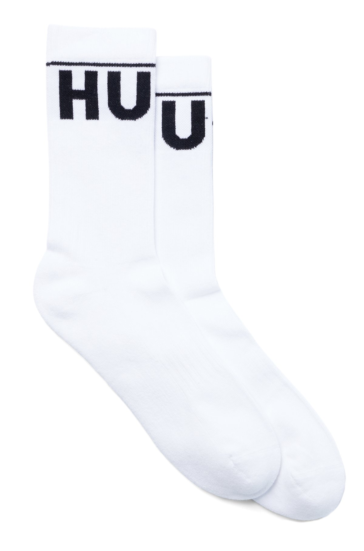 Zweier-Pack kurze Socken mit kontrastfarbenem Logo, Weiß