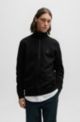 Relaxed-fit jacket in French terry with logo patch, Black