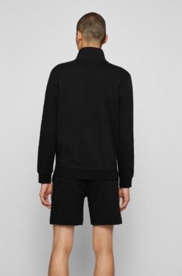 BOSS - Cotton-terry zip-up jacket with logo patch