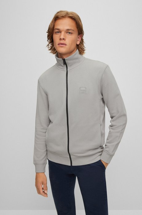 Relaxed-fit jacket in French terry with logo patch, Grey
