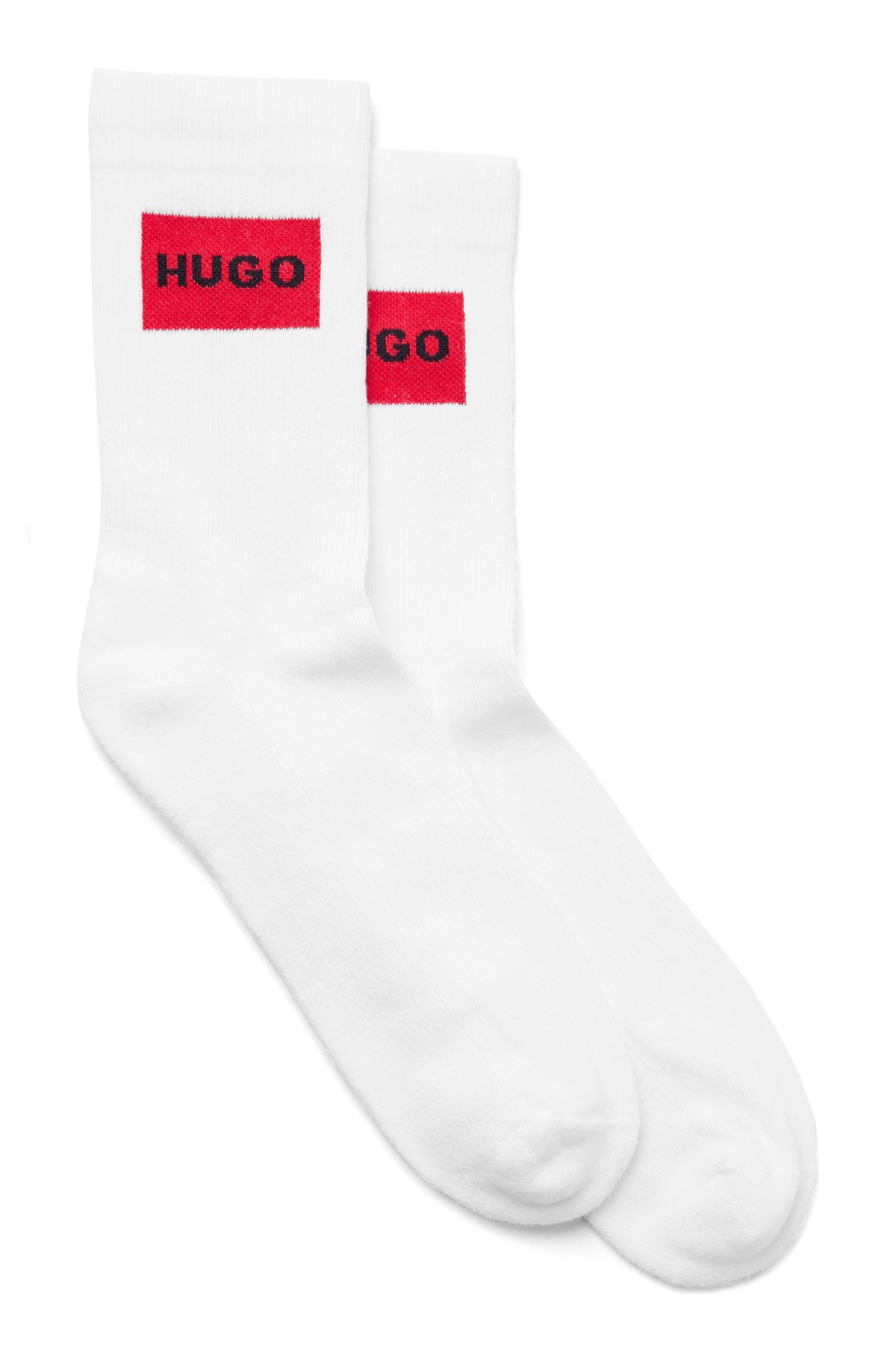 HUGO - Kurze Socken mit rotem Logo-Etikett im Zweier-Pack