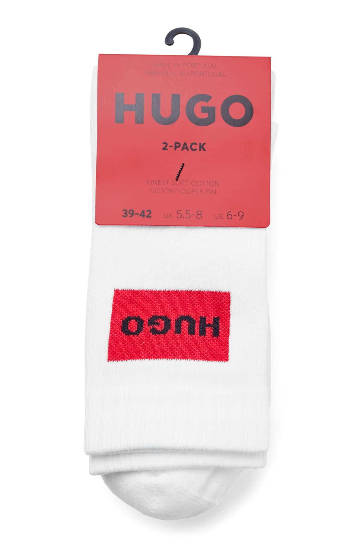 im Socken Logo-Etikett Kurze mit - rotem HUGO Zweier-Pack