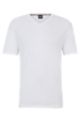 Regular-fit T-shirt van gemerceriseerde katoen met V-hals, Wit