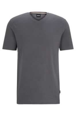 BOSS - V-neck T-shirt in mercerised cotton