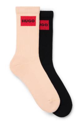 Hugo Boss Two-pack Of Short-length Socks With Logo Detail In Black/red