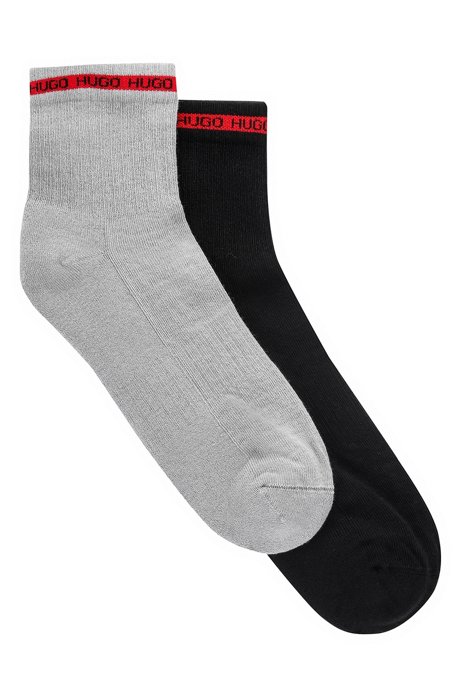 Two-pack of short socks with red logo tape, Grey