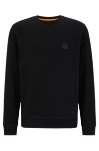 Relaxed-fit sweatshirt van katoen met logopatch, Zwart