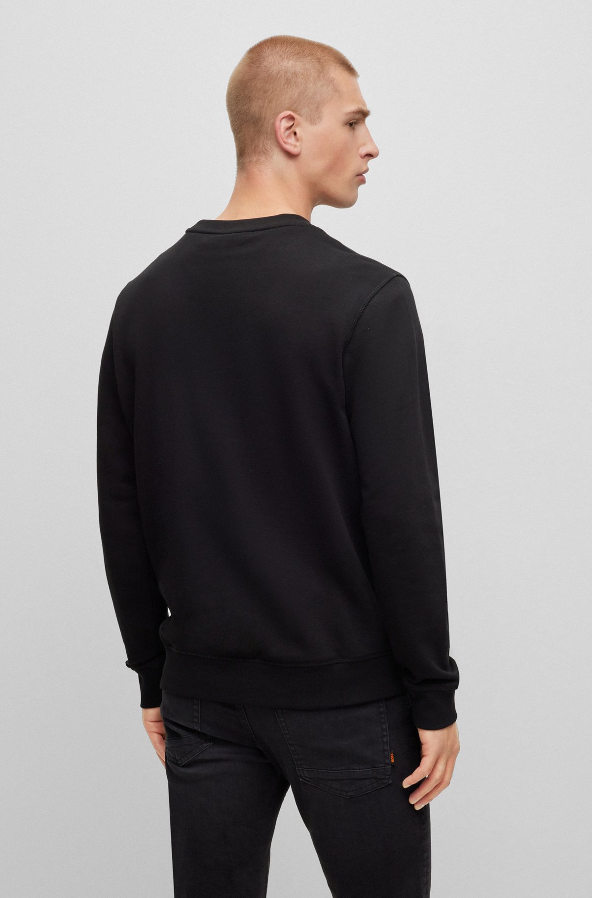 Relaxed-fit sweatshirt van katoen met logopatch, Zwart