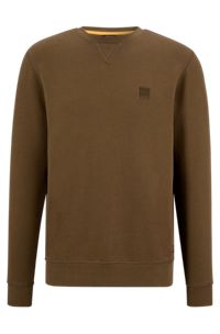 Relaxed-fit sweatshirt van katoen met logopatch, Kaki
