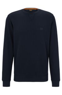 Relaxed-fit cotton sweatshirt with logo patch, Dark Blue
