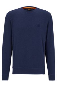 Relaxed-fit sweatshirt van katoen met logopatch, Donkerblauw