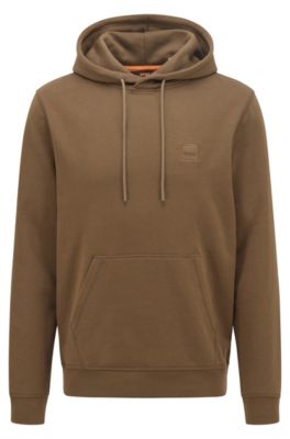 BOSS - Cotton-terry hoodie with logo patch