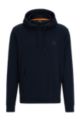 French-terry-cotton hooded sweatshirt with logo patch, Dark Blue