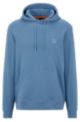 French-terry-cotton hooded sweatshirt with logo patch, Blue