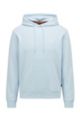 French-terry-cotton hooded sweatshirt with logo patch, Light Blue