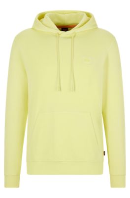 Hugo Boss French-terry-cotton Hooded Sweatshirt With Logo Patch In Light Yellow