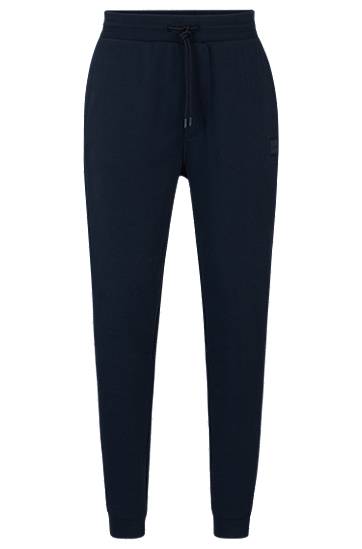 Cotton-terry tracksuit bottoms with logo patch, Hugo boss