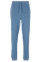 Cotton-terry tracksuit bottoms with logo patch, Light Blue