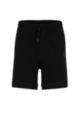 Drawstring shorts in French terry cotton with logo patch, Black