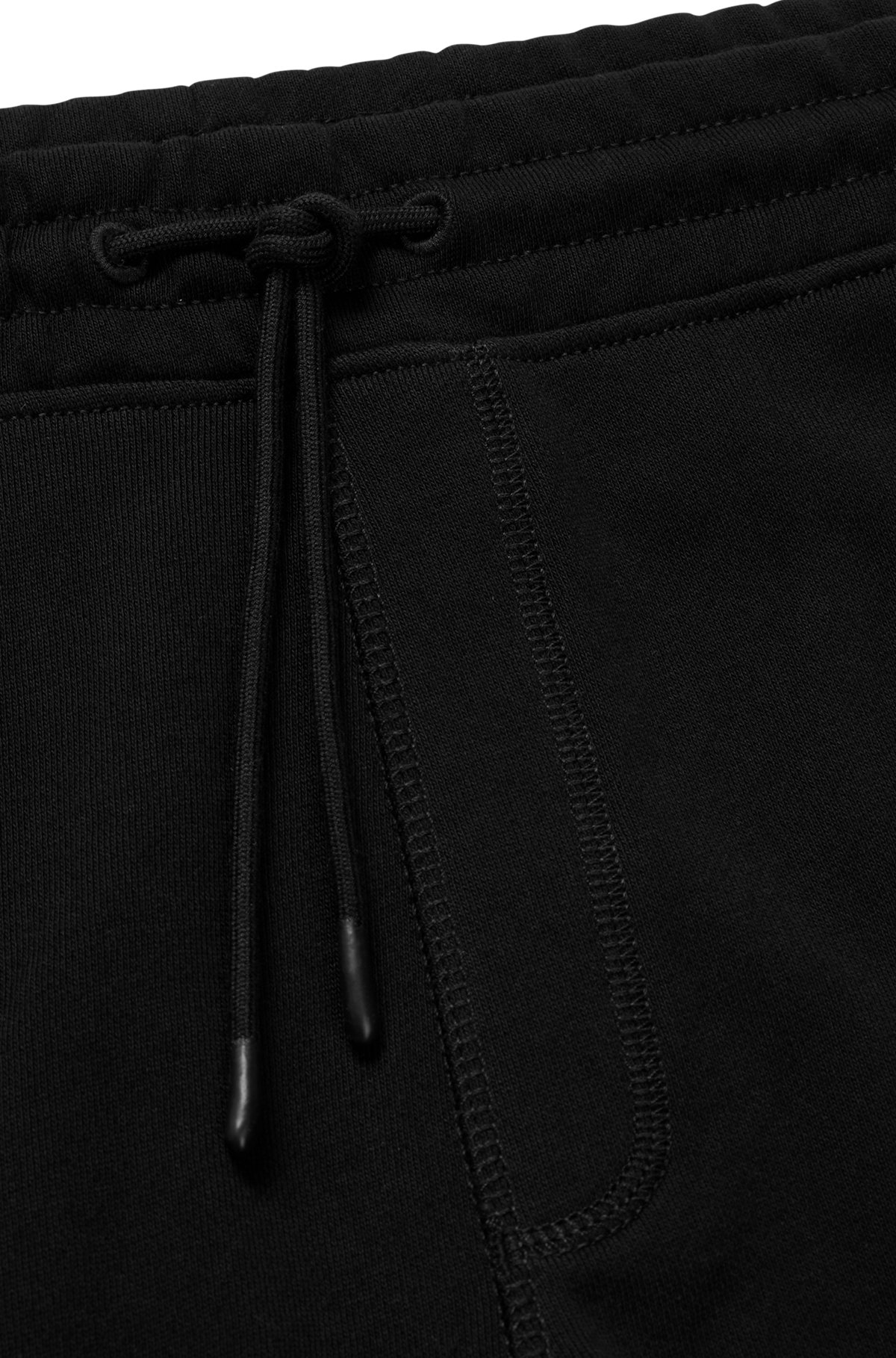 Tunnelzug-Shorts aus French Terry mit Logo-Aufnäher, Schwarz