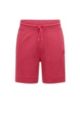 Drawstring shorts in French terry cotton with logo patch, Pink