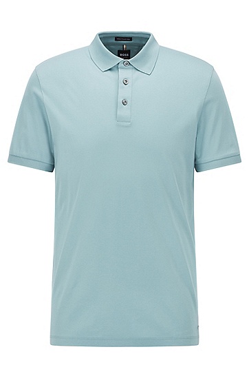 丝光有机棉常规版型 Polo 衫,  440_Turquoise/Aqua