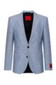 Slim-fit jacket in patterned performance-stretch fabric, Blue
