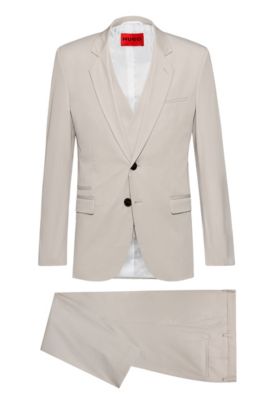 Three-piece extra-slim-fit suit in performance-stretch cloth