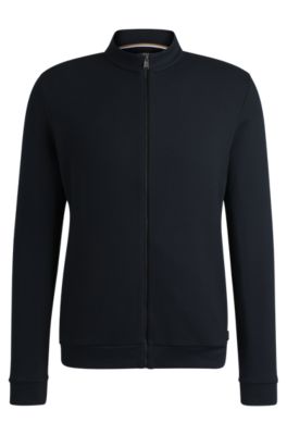 BOSS - Organic-cotton zip-up sweatshirt with structured front