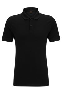 Slim-fit polo shirt in cotton piqué, Black