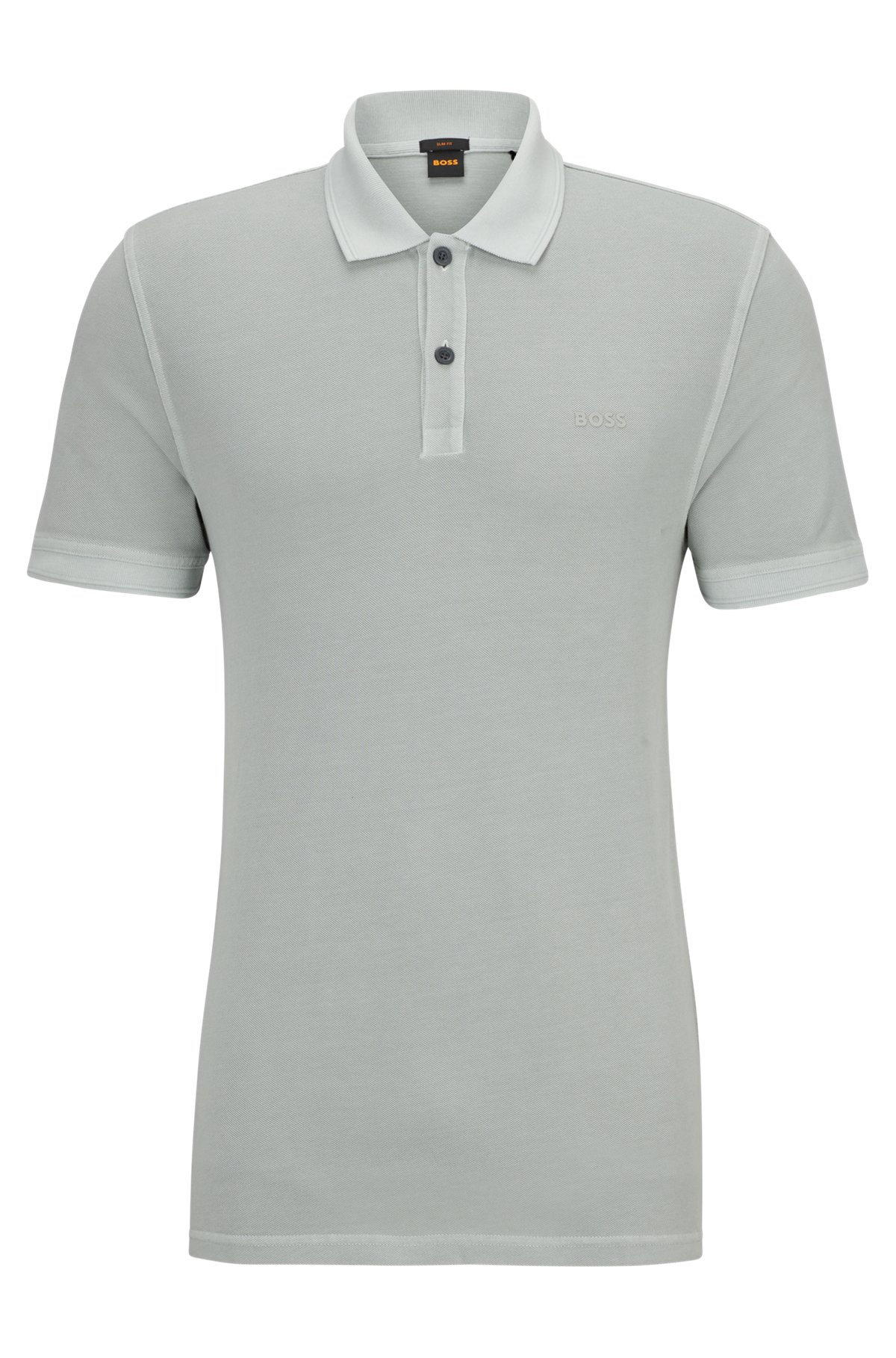 Slim-fit polo shirt in cotton piqué, Grey
