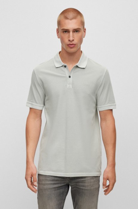Slim-Fit Poloshirt aus Baumwoll-Piqué, Grau