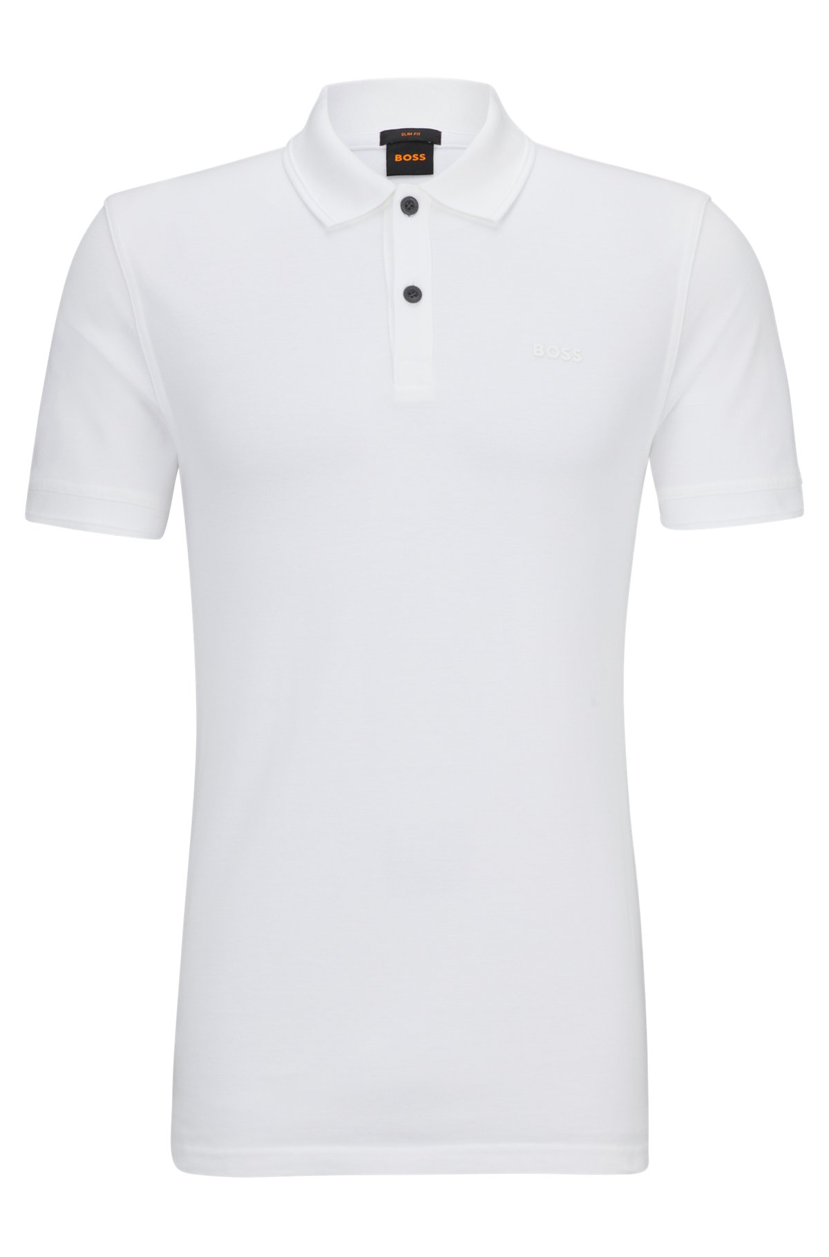 Slim-fit polo shirt in cotton piqué, White