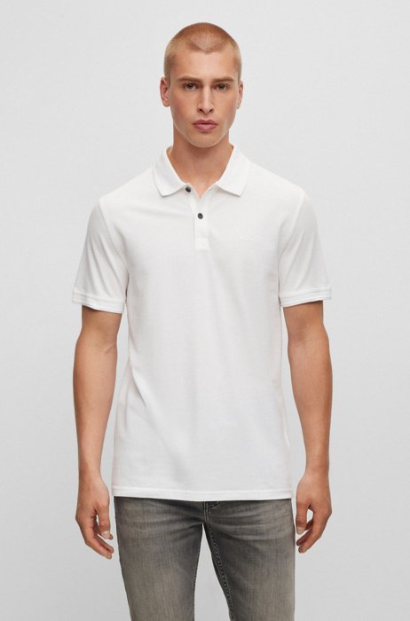Slim-Fit Poloshirt aus Baumwoll-Piqué, Weiß