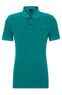 Slim-fit polo shirt in cotton piqué, Turquoise
