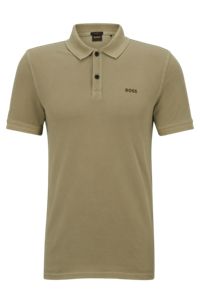 Slim-fit polo shirt in cotton piqué, Khaki