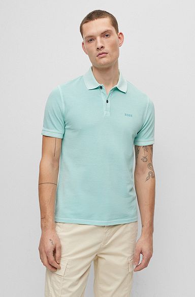 Slim-Fit Poloshirt aus Baumwoll-Piqué, Hellblau