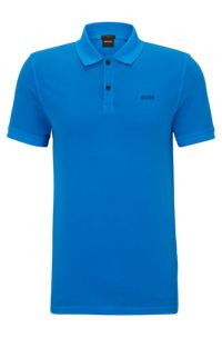 Slim-fit polo shirt in cotton piqué, Blue