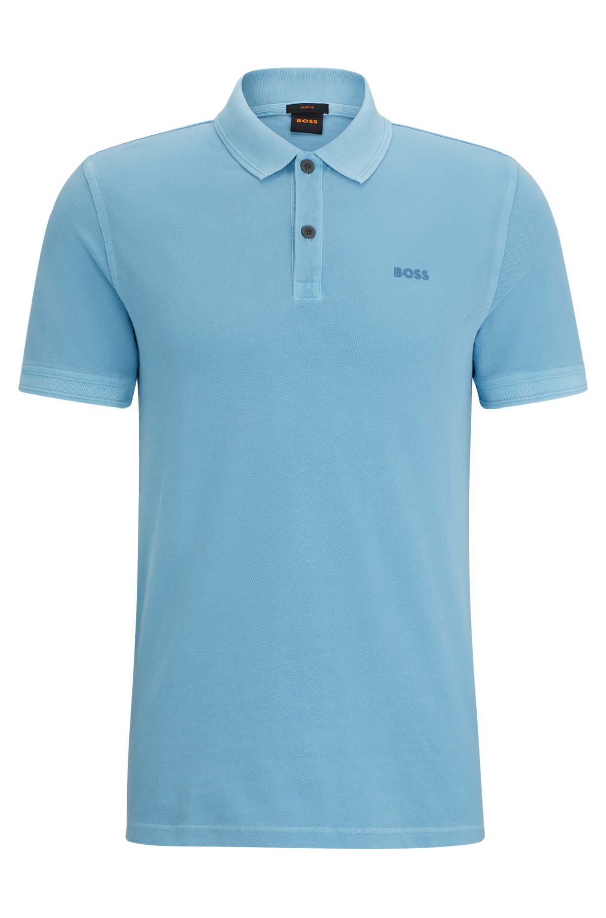 Slim-fit polo shirt in cotton piqué, Light Blue