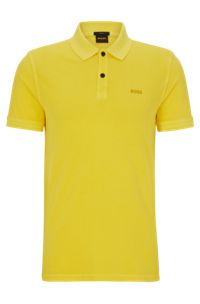 코튼 피케 슬림 핏 폴로 셔츠, 옐로우
