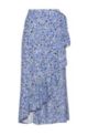 Maxi skirt in crepe georgette with camouflage-style print, Blue Patterned