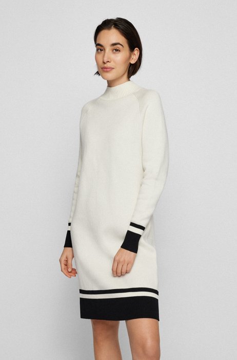 Relaxed-fit sweater dress in a knitted cotton blend, White
