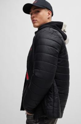 HUGO Waterrepellent slimfit jacket with logo print