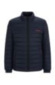 Water-repellent padded jacket with logo print, Dark Blue