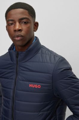 HUGO Waterrepellent slimfit jacket with logo print