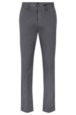 Hugo Boss Slim-fit Chinos In Stretch-cotton Gabardine In Gray