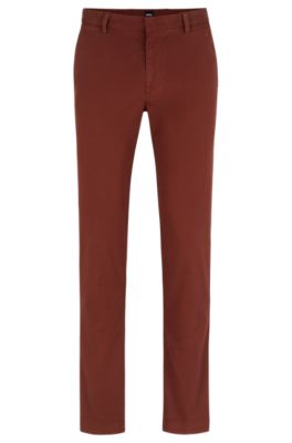 Hugo Boss Slim-fit Chinos In Stretch-cotton Gabardine In Brown